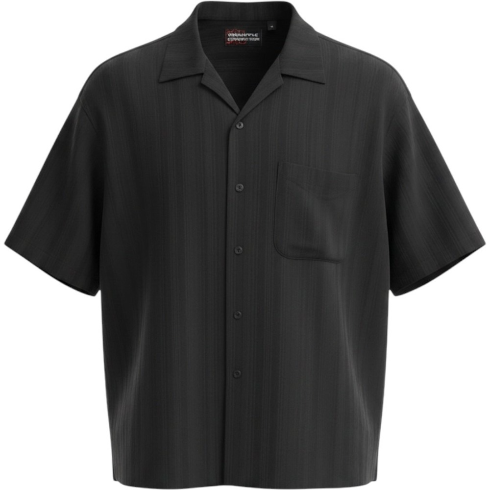 Vintage Pineapple Connection Mens Black Tonal Stripe Short Sleeve Button Up XL